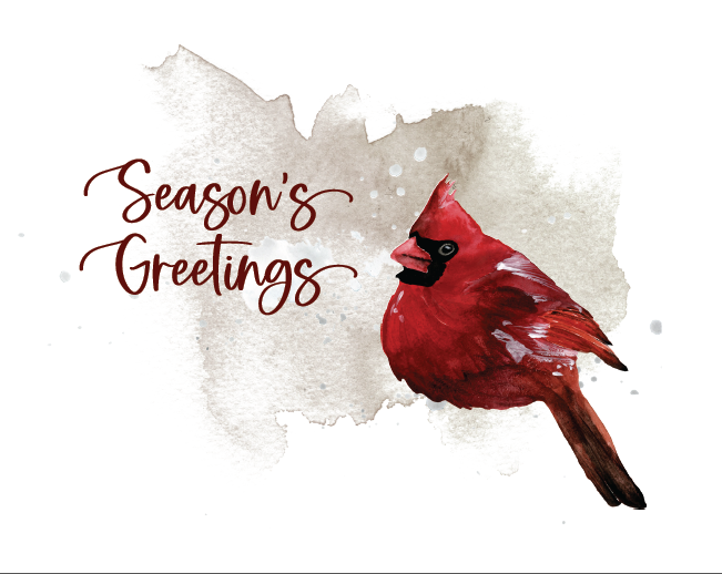 image of a Cardinal with Season's Greetings