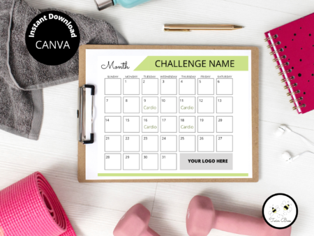 image of Monthly fitness calendar template for fitness professionals, canva template