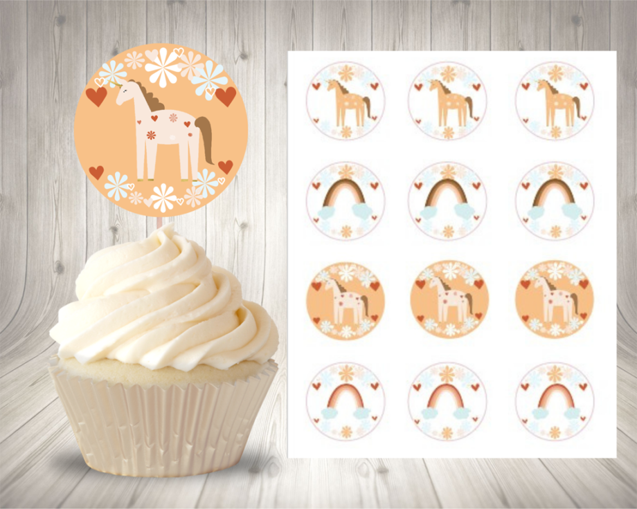 Unicorn and Rainbows cupcake toppers