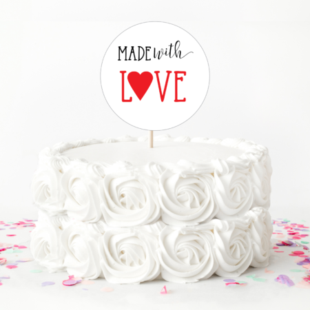 Made with love cake Valentine's Day Cake Topper
