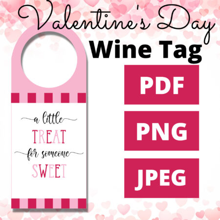 Valentines day wine bottle tag printable