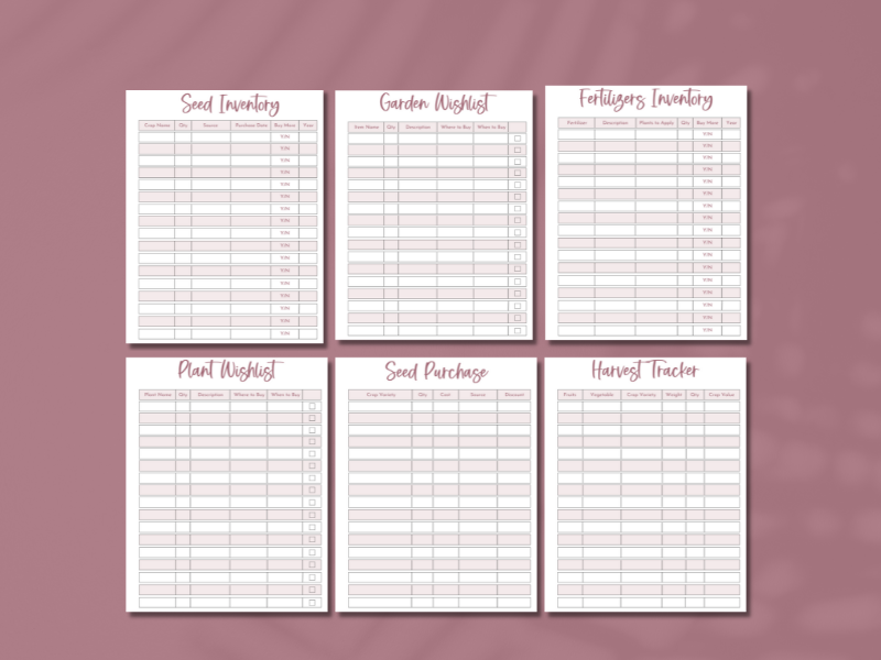 Example of Garden Planner Pages