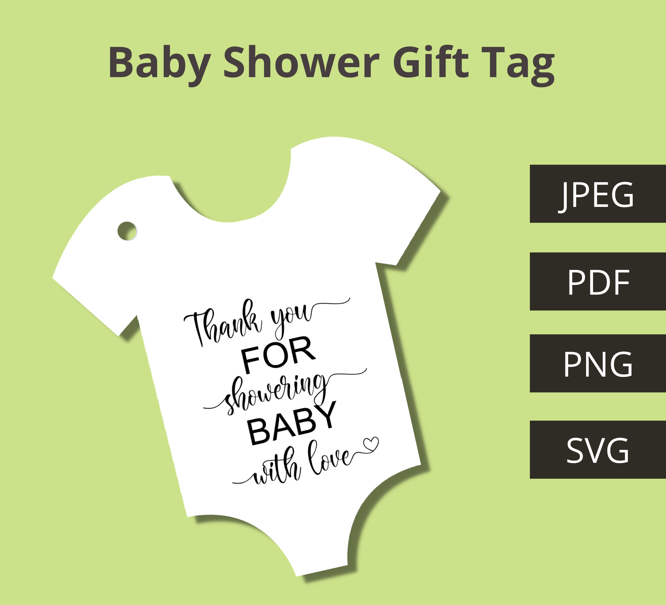 Bodysuit-shaped Baby Shower Favor Tag